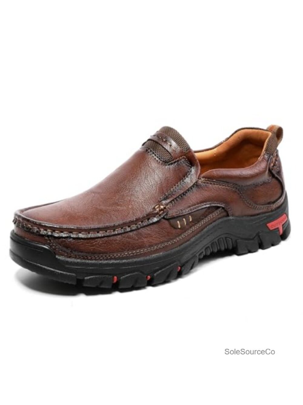 Handmade Leather Slip On Loafers Non Slip Breathable Round Toe Men's Shoes